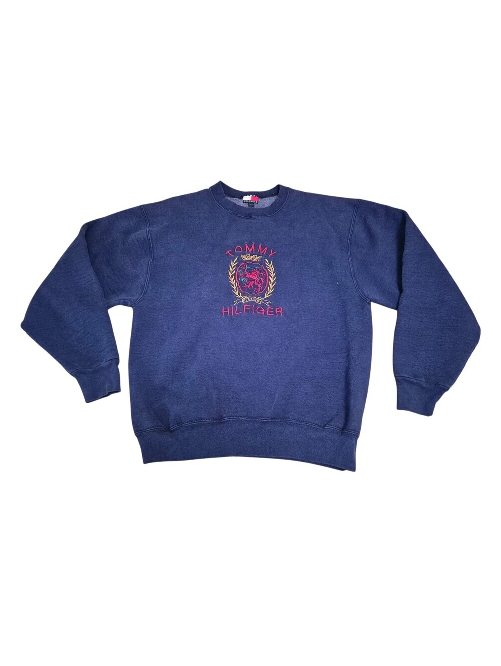 Vtg 90s Tommy Hilfiger Crest Y2K Blue Crew Neck Sweatshirt Embroidered Large